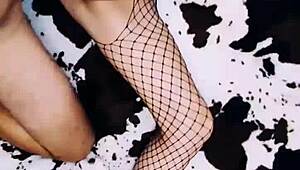 Erotic Wife in Fishnet Bodysuit Spreads Legs for Beautiful Anal POV