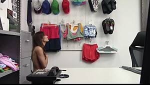 Officer forces milf shoplifter to strip for search, no escape! - slavemilf