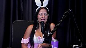 Alice Vasconcelos shows her blowjob and pussy on sheer red Easter special