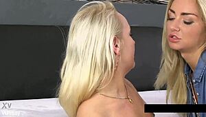 Blondes going wild with pee play and scissoring in steamy 3some