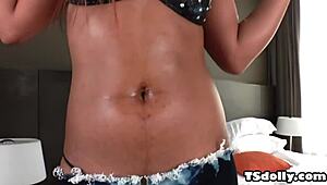 Solo Ladyboy Pleasures Herself with Toy in Private