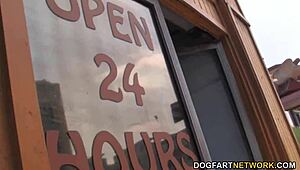 Nevaeh Keyz, check out this huge white dick at the gloryhole!