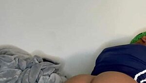 Passionate Pillow Humping After Intense Gym Workout with Big Pussy Lips