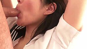 Hardcore creampie action with a Japanese schoolgirl in wild Asian cosplay