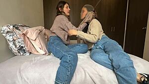 Wow, hot Latina lesbians diving into kinky fetish sex with wild licks!