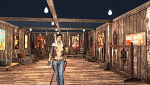 fallout 4 teen brunette in slutty tease fashion, showing off sexy curves