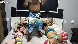 Two tight lesbians kissing and licking ass in a sexy fetish encounter