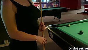 pool game turns into public toilet blowjob facial