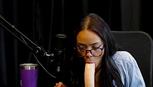 Alice Vasconcelos shows her blowjob and pussy on sheer red Easter special