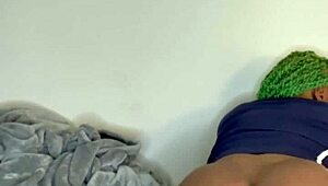 Passionate Pillow Humping After Intense Gym Workout with Big Pussy Lips