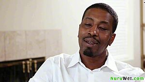 gorgeous blonde kenzie taylor gives naked nuru massage to black client isiah maxwell