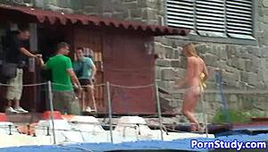 European Babe Rides Waterbike Nude in Public Fetish