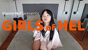 Stepdad ties up Asian babe for 69 play. Butt plug in her tiny hole makes her cum hard.