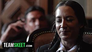 Goth Girl Wednesday Adams and Ebony Lilly Starfire Get Fucked by Classmate Freya Von Doom