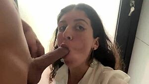 Yo, she’s walking with cum on her face in a cafe!