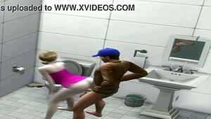 intense doggystyle with athletic ebony pawg in deli bathroom