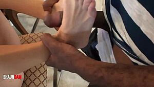 i'm fucking barbie's feet with my big black cock