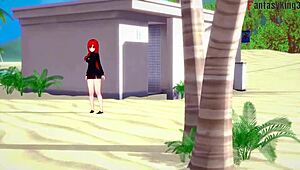 Parasoul fucks on beach.