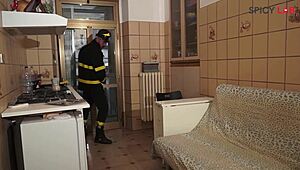 OMG, Firefighter Julius opens door n’ eager Luna Dark’s pussy, big boobs, deepthroat!