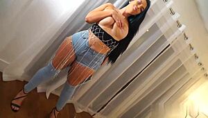 Milf Ryan Smiles sucks huge black cock on her first day out