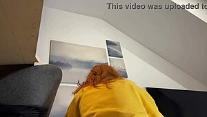 hot redhead college girl tries fashion haul, ends up in porn casting