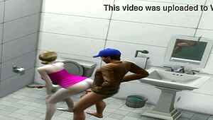 intense doggystyle with athletic ebony pawg in deli bathroom