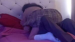 the student gropes the mexican classmate in her room, looking tasty in school uniform, homemade video watch before deleted