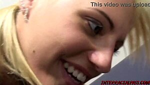 Eighteen-year-old blonde teen moans for daddy's interracial cock, cute blowjob leads to facial pussy play