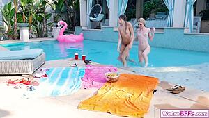 Lesbian Babe Licks Pussy of Two Friends