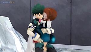 Ochako Uraraka gets a quick blowjob and creampie from Midorilla in intense anal session. Assfucking and oral bring her to orgasm.