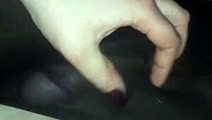 amateur cums in pantyhose lingerie during fast handjob