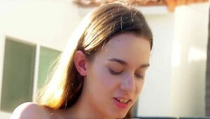 Super cute petite lesbians dive into steamy action in lesboporn scene