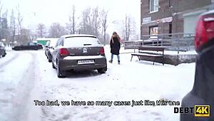 debt4k collector savors tender mouth and shaved pussy of cute russian debtor
