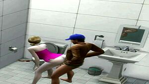 intense doggystyle with athletic ebony pawg in deli bathroom