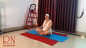 Nude Yoga with Regina Noir Teasing in White Panties