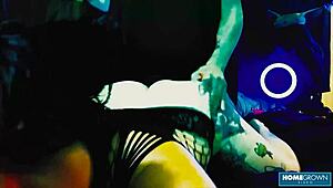 Tenshii Tushii demolished in doggystyle after cock sucking! 😈 Wild babe with natural tits and piercing gets interviewed.