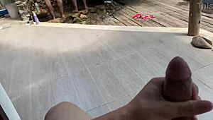 Spying on Two Girls Bathing, They Catch Me and Invite Me In