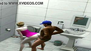 intense doggystyle with athletic ebony pawg in deli bathroom