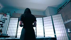 Sexy Nurse In Latex Gloves Helps Patient With Semen Sample Collection