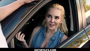 Blonde milf rewards car fixer with wild orgasm ride