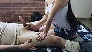 Yo, my cheating stepmom swallowed my load after sucking me off!