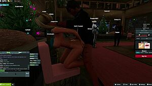 lolivix gets taken by three guys in a Christmas cabin