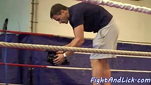 skinny lesbians fight hard and dominate in a gritty boxing ring