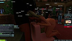 lolivix gets taken by three guys in a Christmas cabin