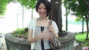 Japanese babe Mizuki picked up and fucked hard with raw creampie!