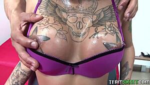 Tattooed Latin Teen Gets Pounded Hard in Wild Bedroom Action