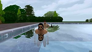 Muscle bodybuilder engages in hard activity with brunette ebony