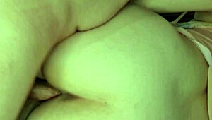 sequence of thick creampies flooding her tight pussy.