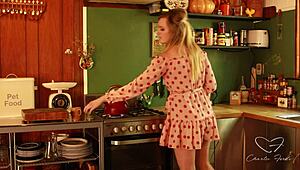 Intense Emotions In The Kitchen As Charlie Forde And Her Lesbian Partner Explore Pussy Licking And Doggystyle
