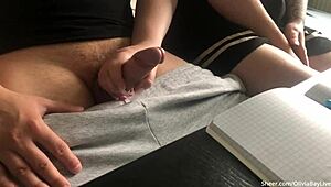 Schoolgirl Olivia Bay Sneaks a Handjob on Monster Cock When Teacher Isn’t Looking